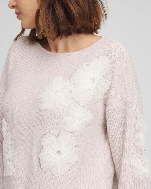 Tulle Floral Pullover Sweater - image 4